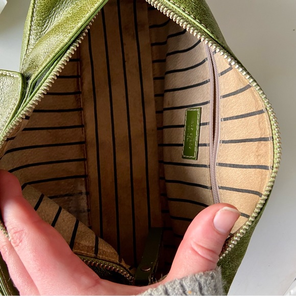 Kate Spade vintage 90s leather shoulder bag with bow strap in olive green - Picture 11 of 12